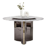 Vida Glossy Sintered Stone Round Dining Table - Maxi Home Furnishing